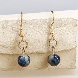 Chic Gold and Blue Marble Earrings
